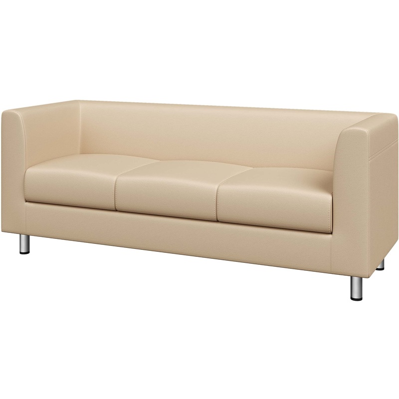 Изображение товара Диван трехместный Домино бежевый из экокожи