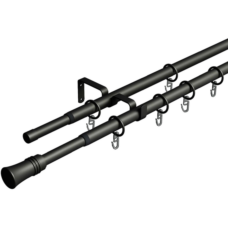 Изображение товара Карниз двухрядный 246.551 телескопический чёрный матовый 160-300 см