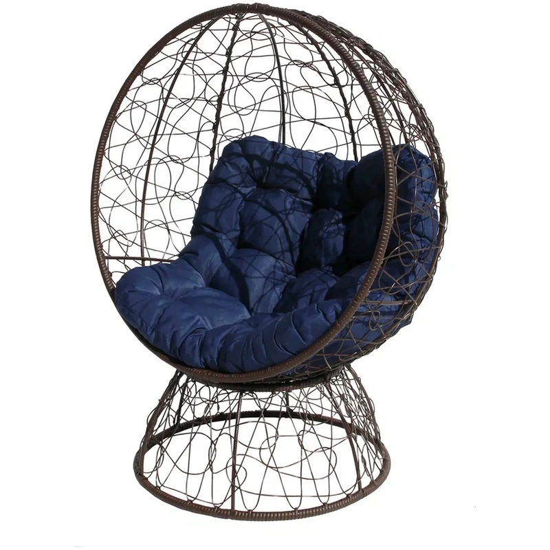 Изображение товара Кресло на подставке Николетта - коричневый/синий, 900х1000х1320 мм