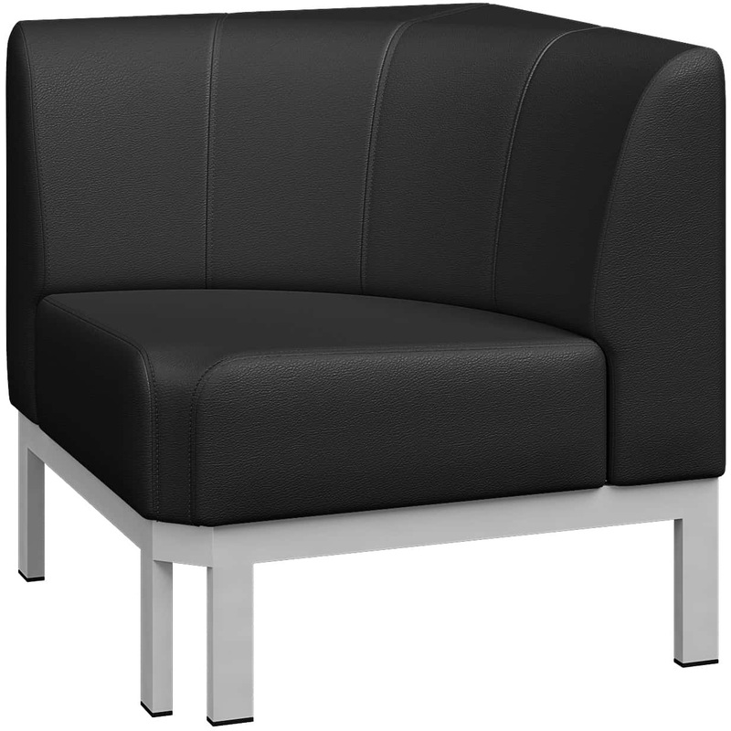 Изображение товара Угловой модуль дивана Basis черный из экокожи с металлическими опорами