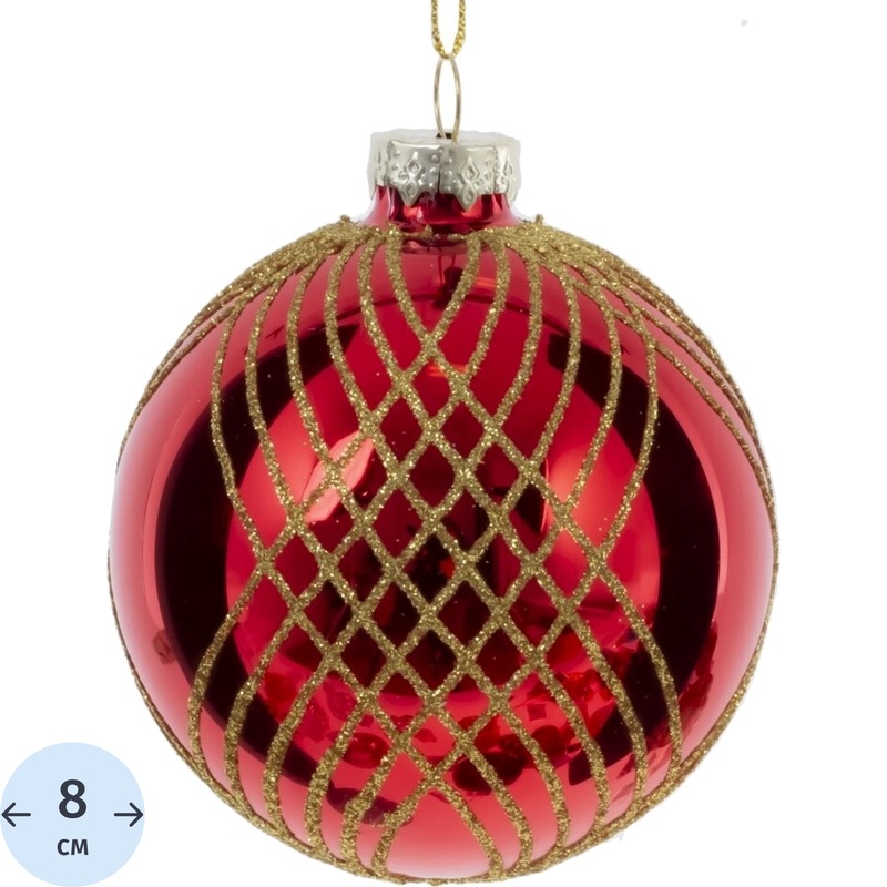 Изображение товара Ёлочный шар новогодний стекло красный 8 см украшение для ёлки