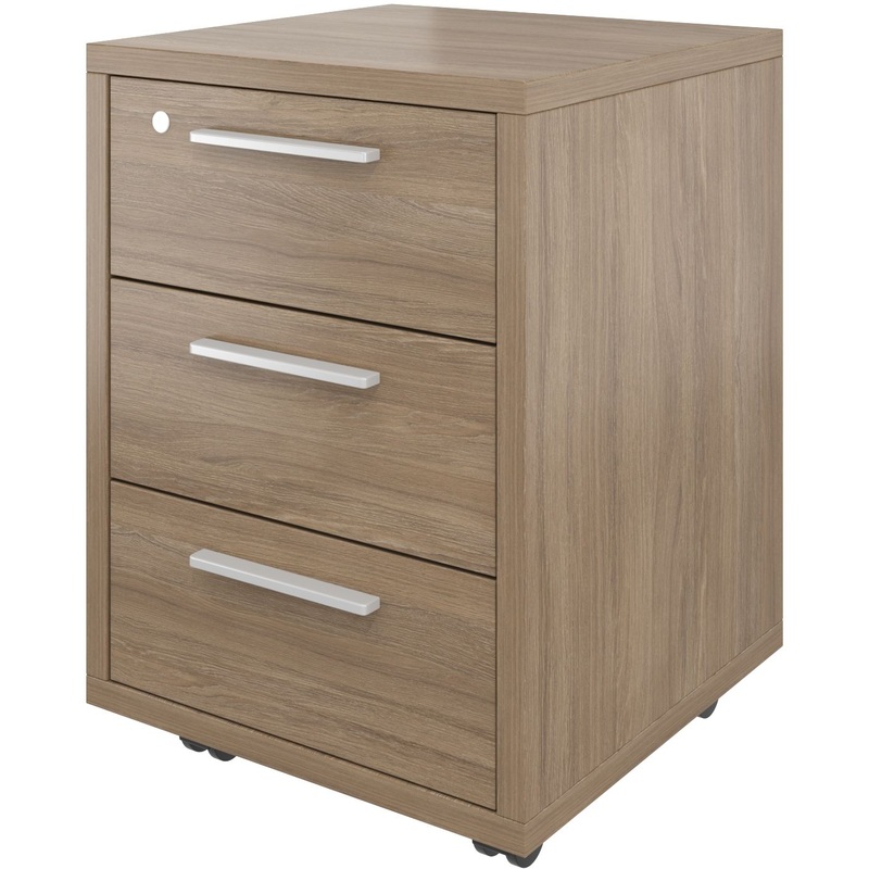 Изображение товара Тумба подкатная Дублин с замком 3 ящика дуб кофейный 600х450 мм