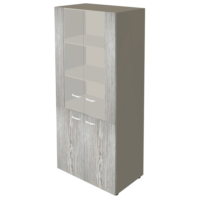 Изображение товара Шкаф для документов New.Tone Nt-47 с стеклянными фасадами дуб серебристый