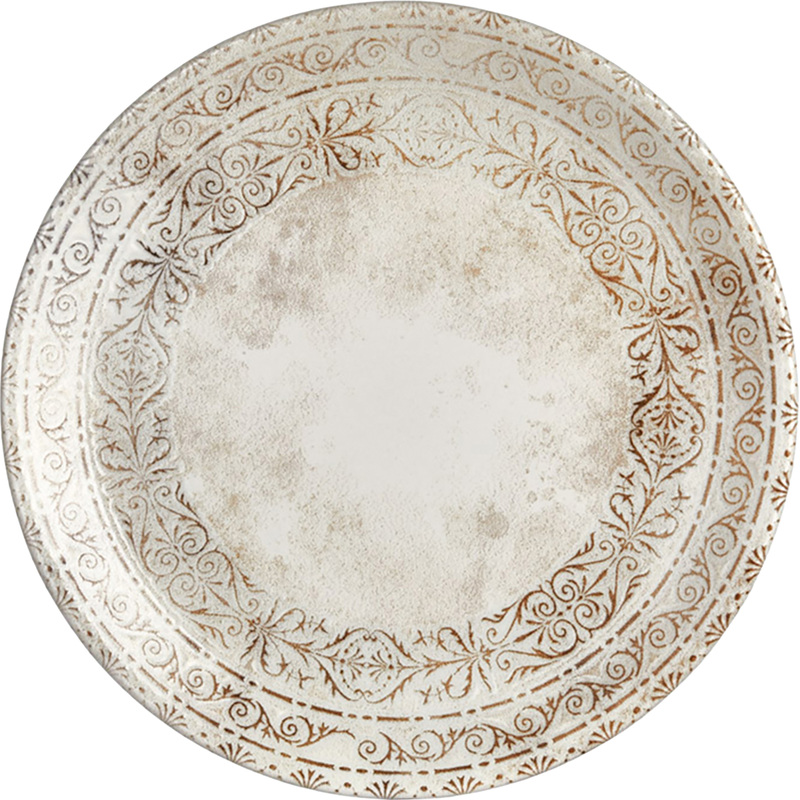 Изображение товара Обеденная тарелка фарфор 22.5 см Antico белая коричневая набор 6 шт