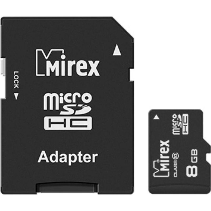 Изображение товара Карта памяти 8 ГБ microSDHC Mirex Class 10 с адаптером
