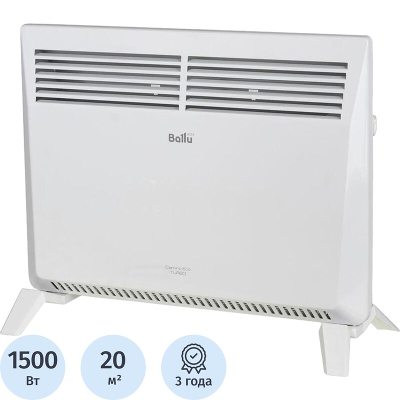 Изображение товара Электрический конвектор Ballu Camino Eco Turbo 1500 Вт белый для обогрева помещений
