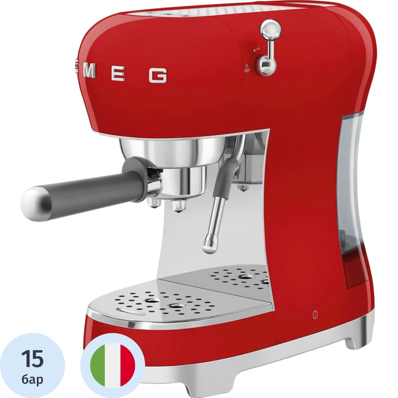 Изображение товара Кофемашина рожковая Smeg ECF02RDEU красная с капучинатором высокая качество Италия