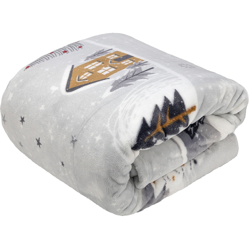 Изображение товара Покрывало Happy Family Новогодняя сказка велсофт 150x200 см серое