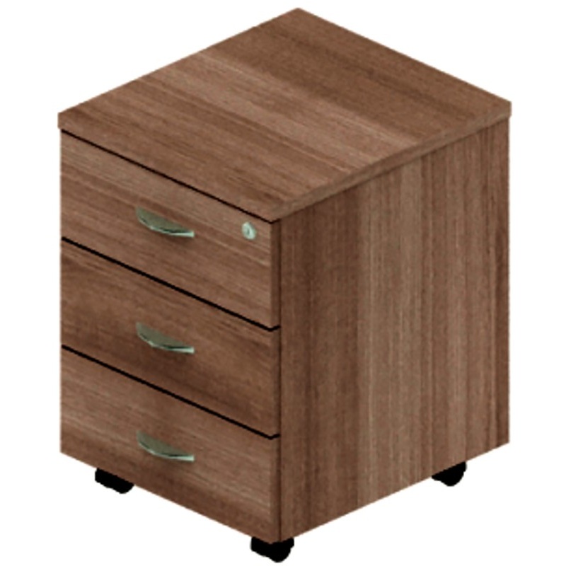 Изображение товара Тумба подкатная Агат АО-20 с замком, 3 ящика, орех палдао