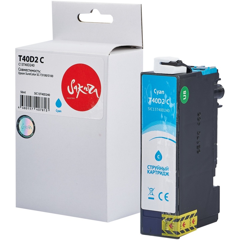 Изображение товара Картридж струйный Sakura T40D2 SIC13T40D240/C13T40D240 для Epson голубой совместимый
