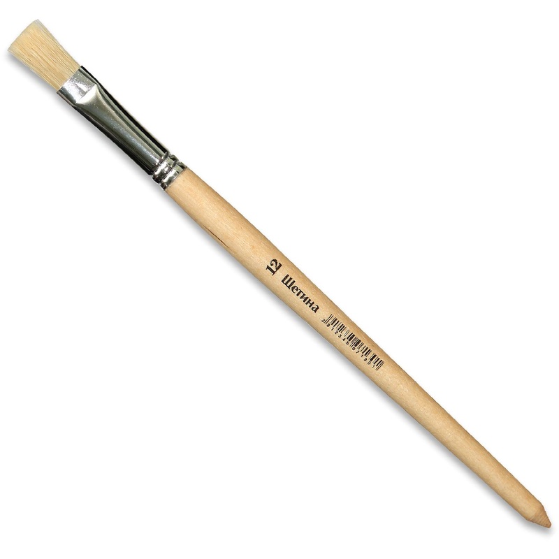 Изображение товара Кисть №12 School плоская щетина для акварели гуаши и туши