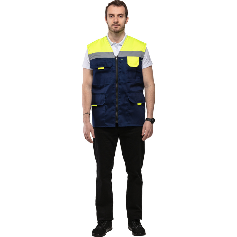 Изображение товара Жилет рабочий летний л30-ЖЛ с СОП синий/лимонный 52-54