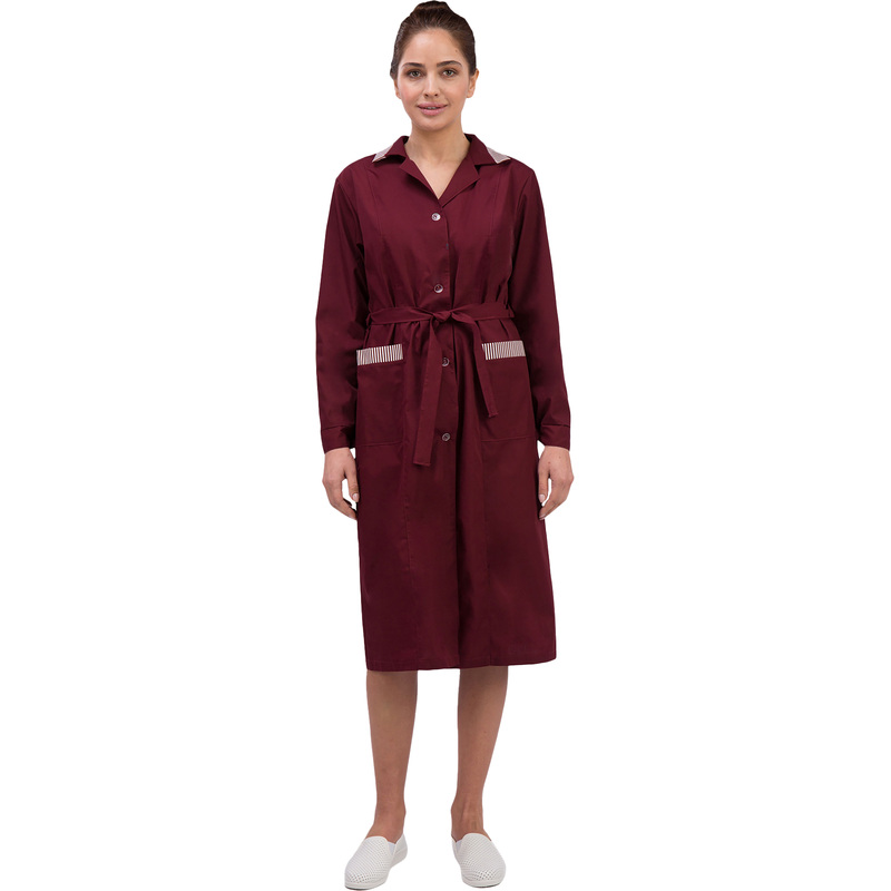 Изображение товара Халат для горничных и уборщиц у01-ХЛ с длинным рукавом бордовый (размер 88-92 (44-46), рост 158-164)