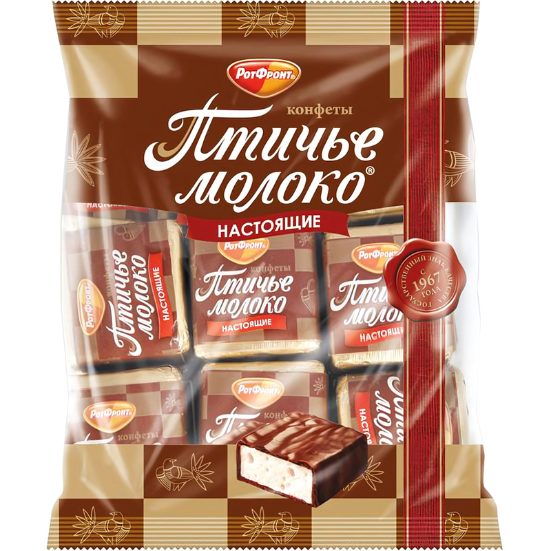 Изображение товара Конфеты шоколадные Рот Фронт Птичье молоко 225 г классика со суфле