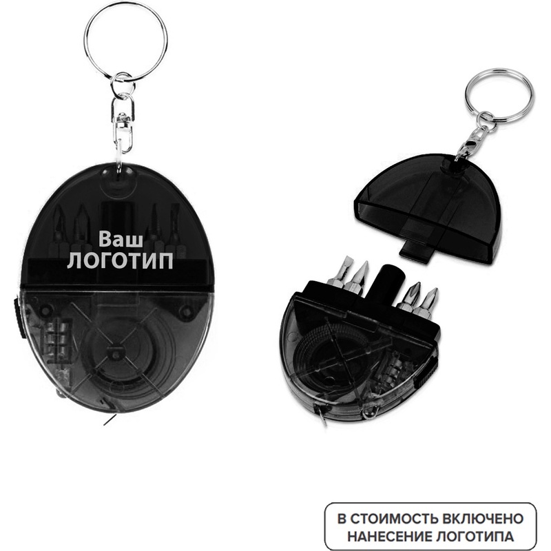 Изображение товара Брелок рулетка Кристалл 1 м с индивидуальной одноцветной печатью (100 штук в упаковке)
