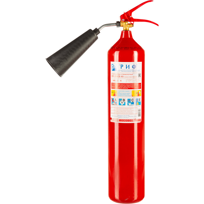 Изображение товара Огнетушитель углекислотный РИФ ОУ-3 3 кг для электронных и горючих веществ