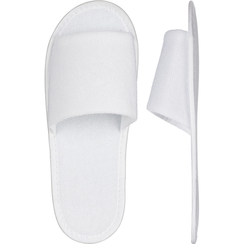 Изображение товара Тапочки одноразовые махровые хлопок открытый мыс подошва 3 мм белые (100 пар в упаковке)