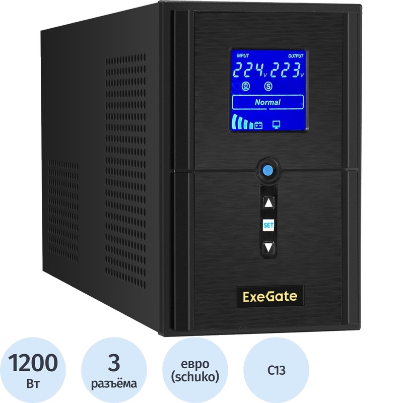 Изображение товара Уценка. Источник бесперебойного питания (ИБП) ExeGate SineTower SZ-1500 без аккумуляторной батареи (EX295988RUS)