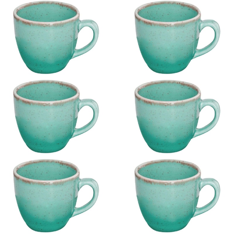 Изображение товара Чашка кофейная Porland Seasons фарфоровая 90 мл (6 штук в упаковке, 312109 бирюзовый-6)