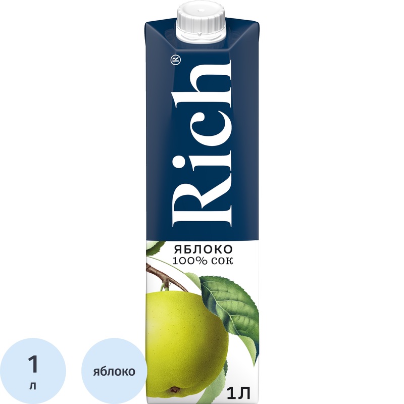 Изображение товара Сок Rich яблочный в упаковке 1 л с уникальным вкусом