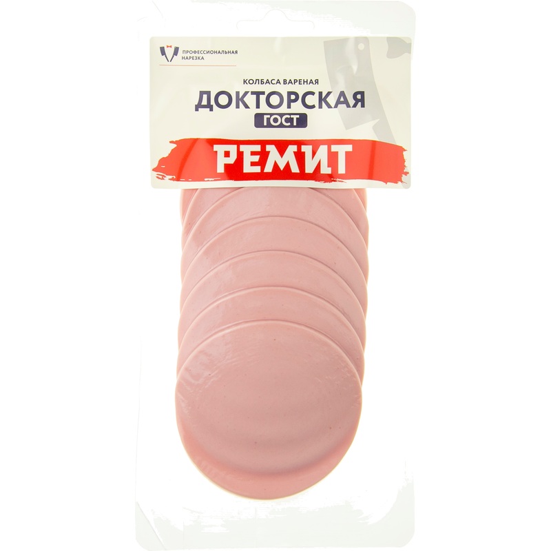 Изображение товара Колбаса Ремит Докторская варёная нарезка 150 г