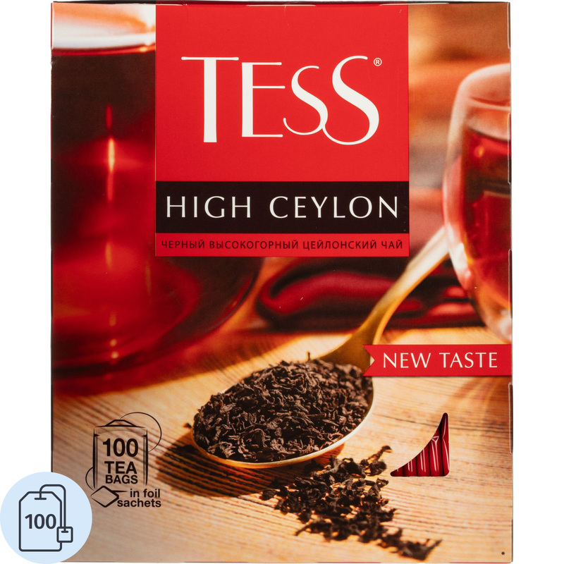 Изображение товара Чай черный Tess High Ceylon 100 пакетиков картонная упаковка
