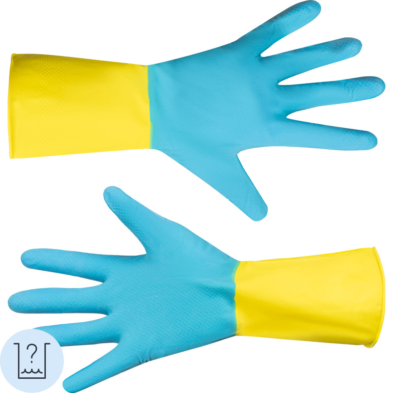 Изображение товара Перчатки латексные Gloves Lux Bicolor синие/жёлтые (размер XL)