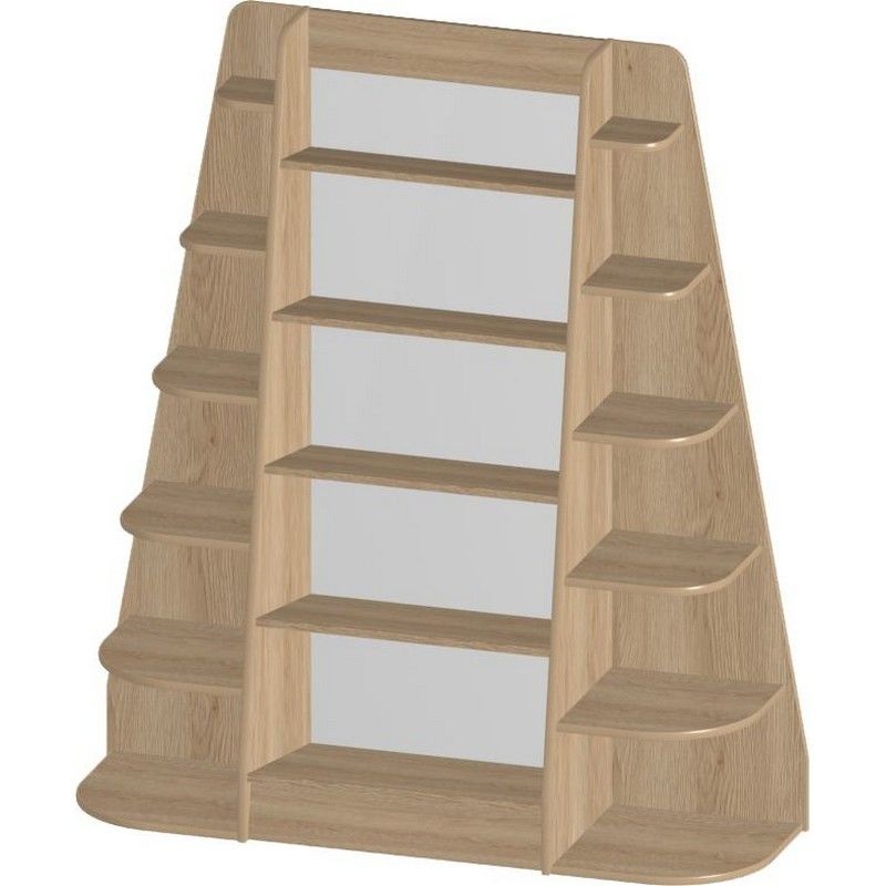 Изображение товара Стеллаж для книг М-124 дуб сонома 1446х421х1606 мм открытая трапециевидная мебель