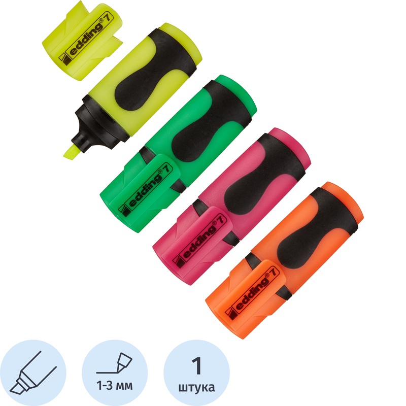 Изображение товара Набор текстовыделителей Edding Mini E-7/4S 4 цвета компактные водные чернила