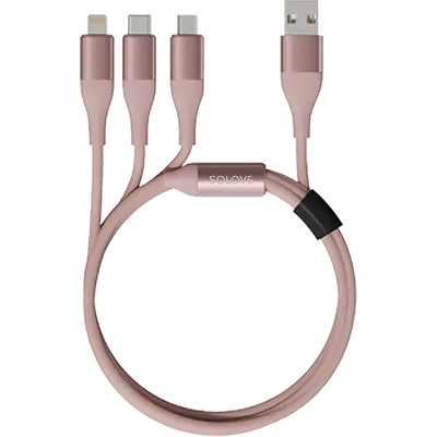 Кабель Solove USB A - Micro USB - Lightning - USB Type-C 1.2 метра (DW2 Pink RUS) – купить по выгодной цене в интернет-магазине | 1677643