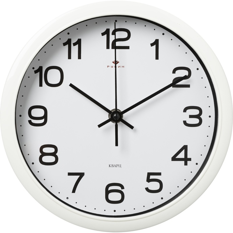 Изображение товара Настенные часы Рубин 2222-344 с кварцевым механизмом и белым циферблатом