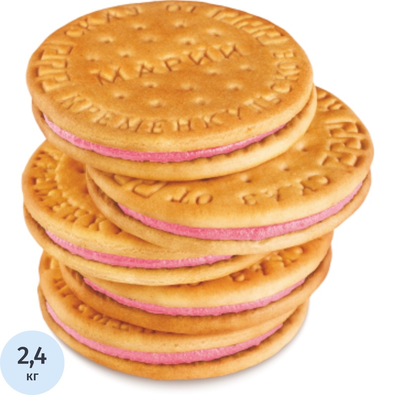 Изображение товара Печенье затяжное Кременкульское Сказ от Марии с клубничной начинкой 2.4 кг