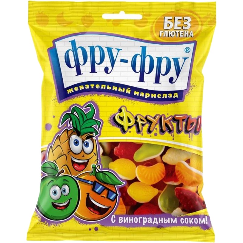 Изображение товара Мармелад Фру-Фру Фрукты 80 г 12 штук фруктовый десерт Чехия