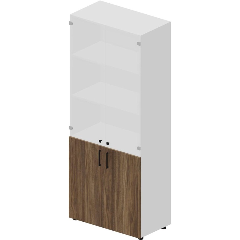 Изображение товара Шкаф для документов Mahia EMHS834BLBLWN 1950 мм с стеклом орех/белый