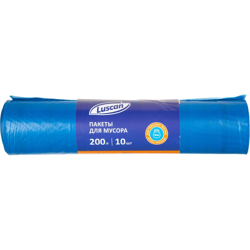 Изображение товара Мешки для мусора Luscan 200 л синие (10 штук, ПВД, 50 мкм)
