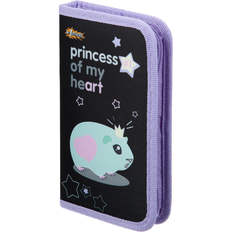 Изображение товара Пенал односекционный Комус Класс Princess черный полиэстер для девочек