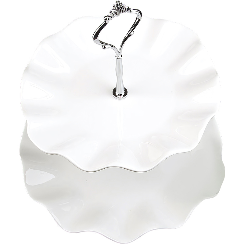 Изображение товара Блюдо сервировочное двухъярусное Nouvelle Home Маршмеллоу 24 см фарфор