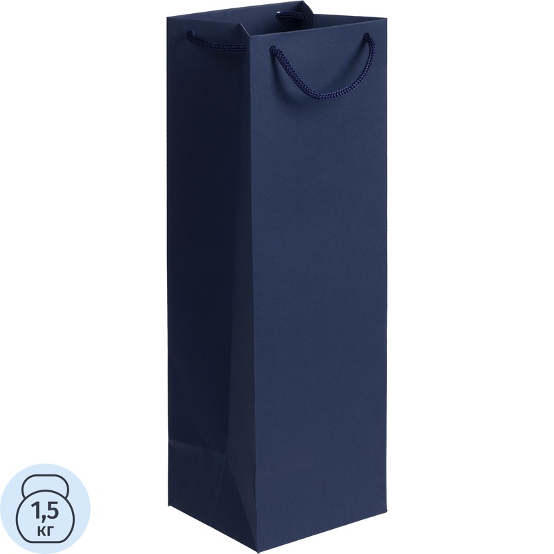 Изображение товара Подарочный пакет под бутылку Проект 111 Vindemia 38x12x11.2 см с ручками синий