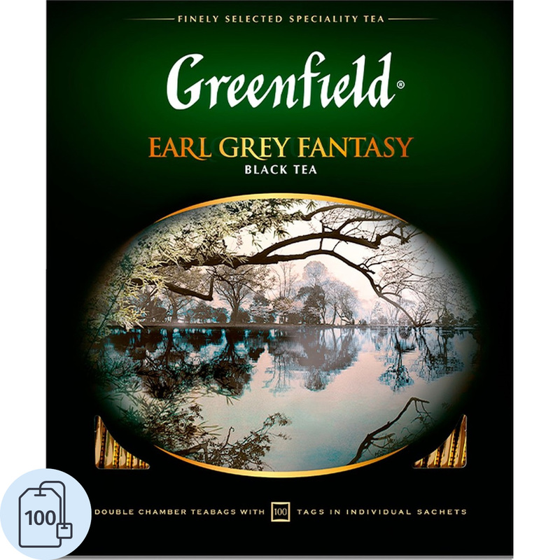 Изображение товара Чай черный Greenfield Earl Grey Fantasy 100 пакетиков бергамот