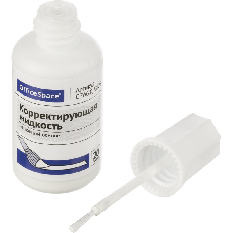 Изображение товара Корректирующая жидкость (штрих) OfficeSpace на водной основе 20 мл (морозостойкая, экстрабелая)