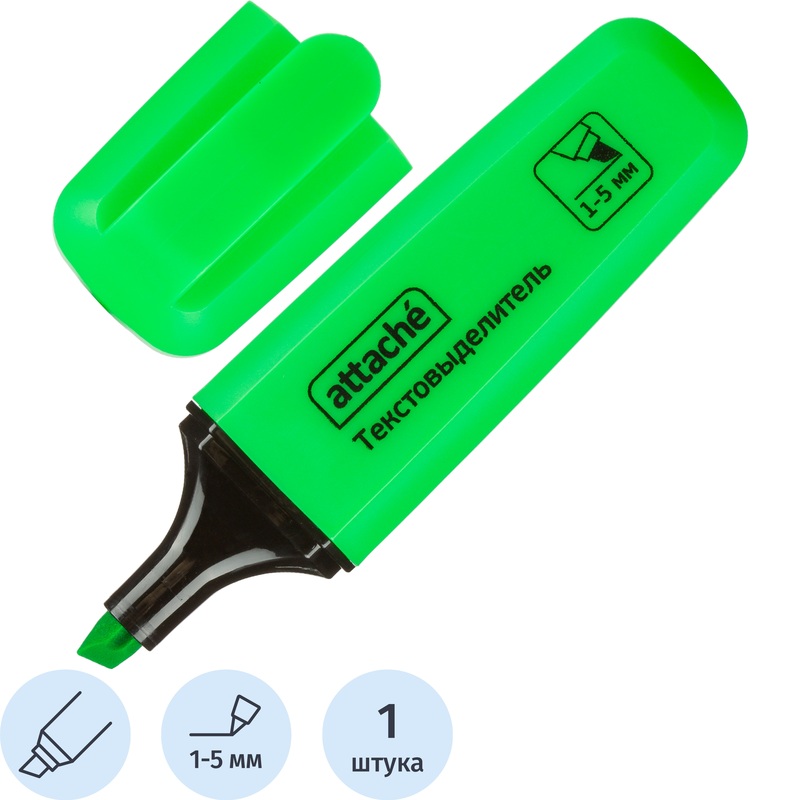 Изображение товара Текстовыделитель Attache Palette зеленый с линией 1-5 мм пластиковый корпус