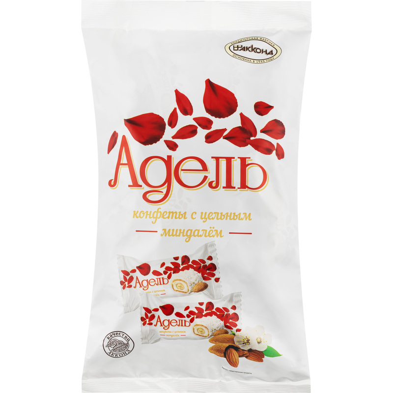 Изображение товара Конфеты шоколадные Акконд Адель с цельным миндалем 500 г вафельные белый шоколад