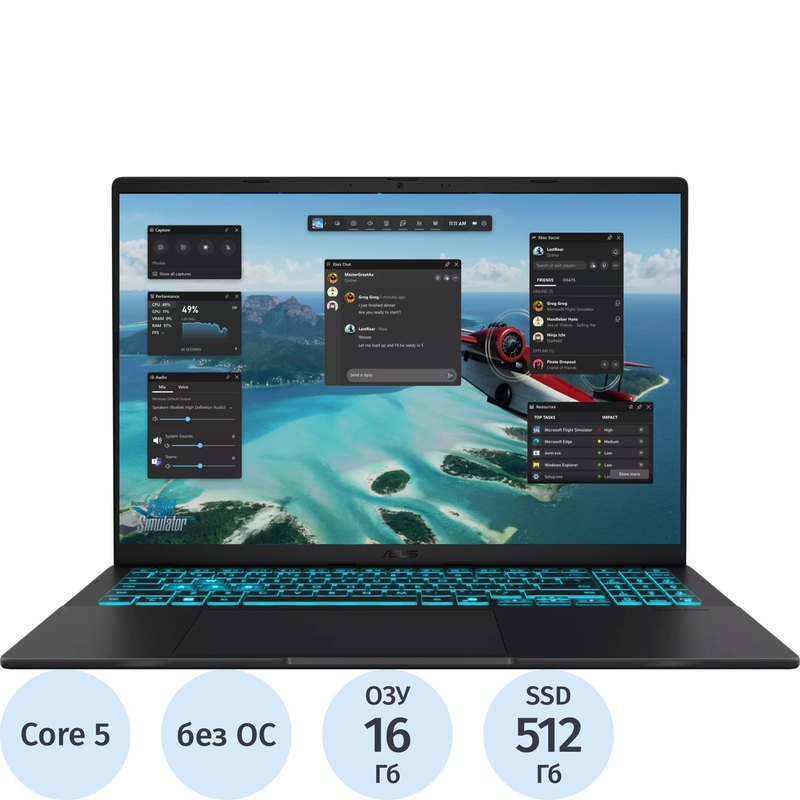 Изображение товара Ноутбук игровой Asus V16 V3607VM-TK220 16" чёрный Intel Core 5 210H/16 ГБ/SSD 512 ГБ/NVIDIA GeForce RTX 5060 (90NB16K1-M00HK0) Изображение товара Ноутбук игровой Asus V16 V3607VM-TK220 16" чёрный Intel Core 5 210H/16 ГБ/SSD 512 ГБ/NVIDIA GeForce RTX 5060 (90NB16K1-M00HK0)