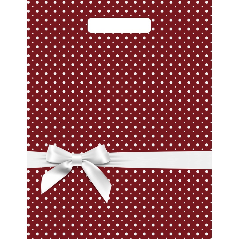 Изображение товара Полиэтиленовый пакет с вырубной ручкой Горох красный 40x30 см 50 шт