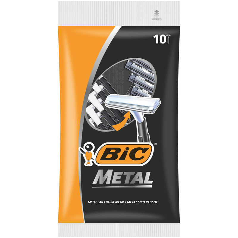 Изображение товара Одноразовая бритва Bic Metal 10 штук мужская для гладкого бритья Греция