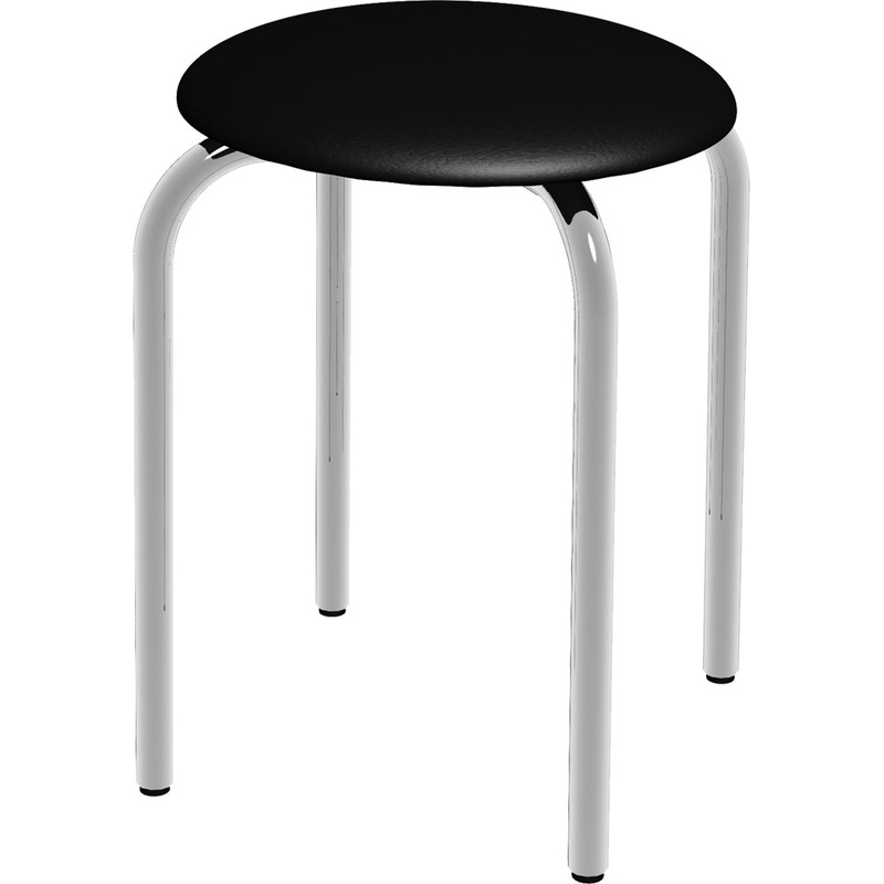 Изображение товара Табурет Комфорт черный из искусственной кожи с металлическими ножками