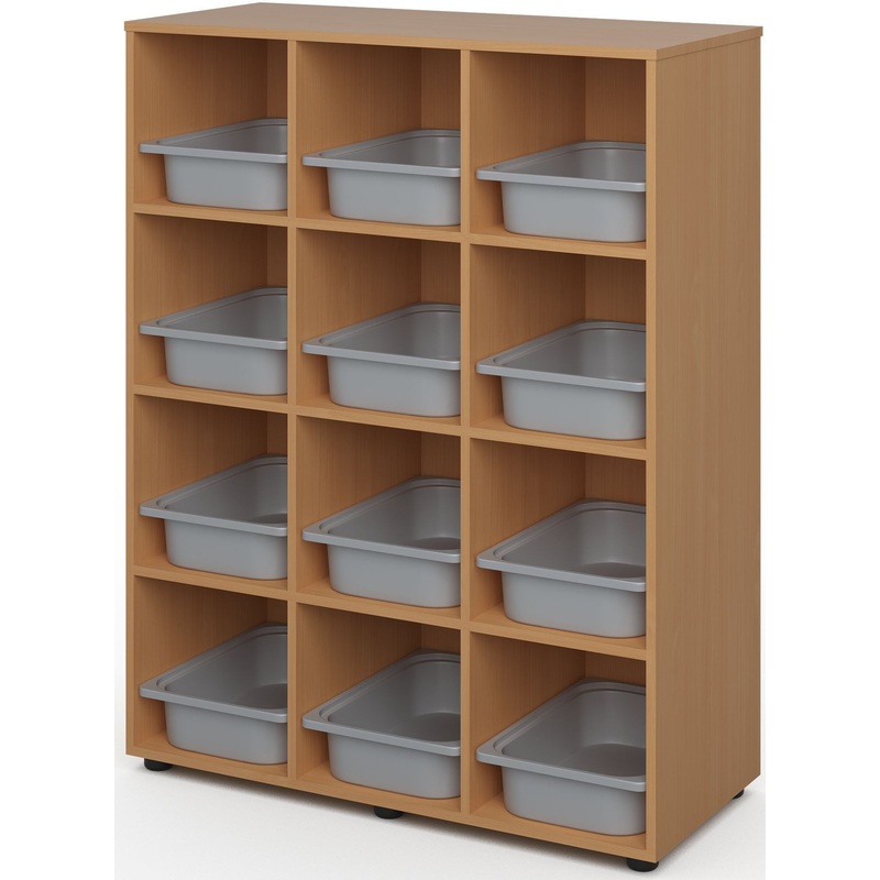 Изображение товара Стеллаж Стеллаж 12 ячеек бук с ящиками 983x431x1267 мм