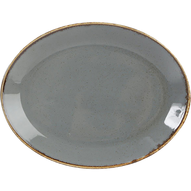 Изображение товара Овальное блюдо из фарфора 24х19 см темно-серое Seasons