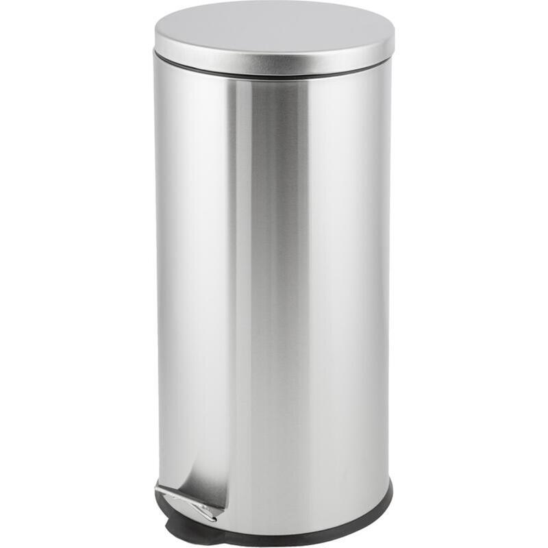 Изображение товара Уценка. Ведро мусорное 30 л нержавеющая сталь с педалью с крышкой серебристое (69x31x31 см)