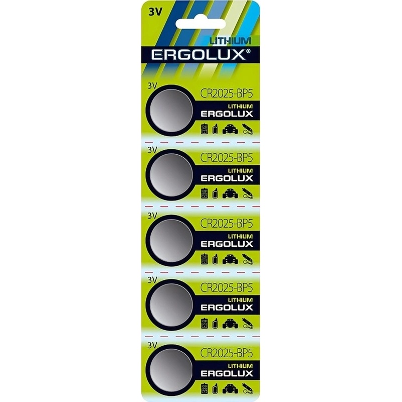 Изображение товара Батарейка CR2025 Ergolux в упаковке 5 штук